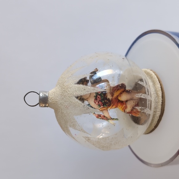 Vtg West German Christmas Tree Ornament Diorama Paper Angel Inside - Picture 2 of 4